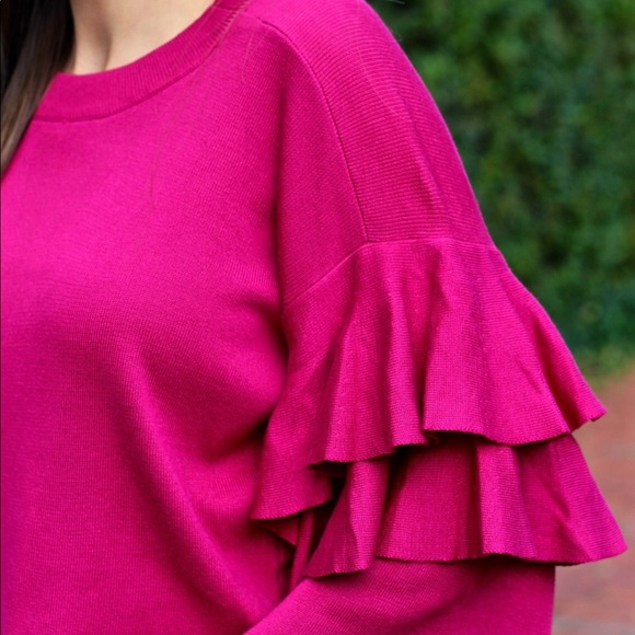 ELODIE | Ruffle Sleeve Pullover Sweater | M - Picture 7 of 10